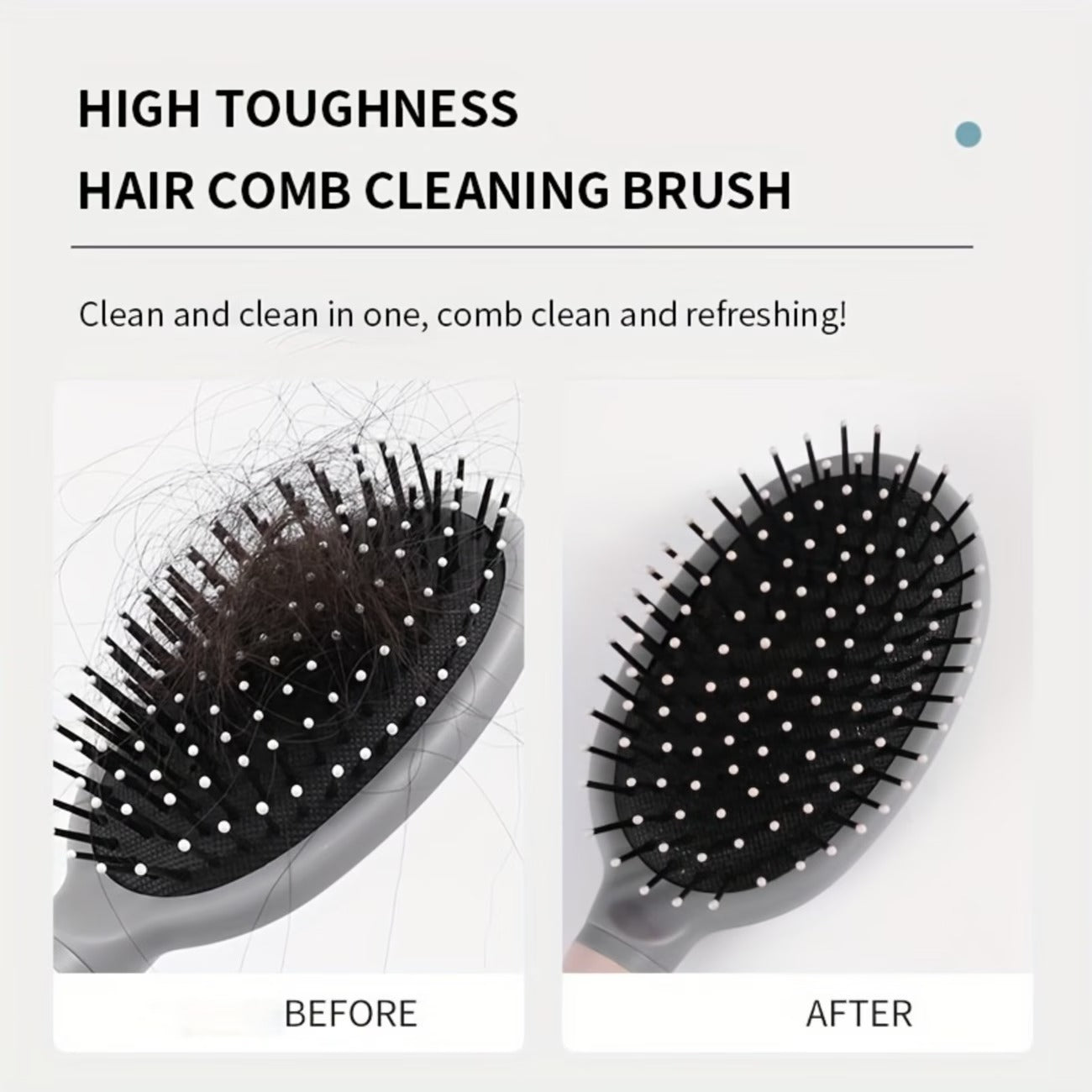 2-in-1 Hairbrush Cleaner, Reusable Hair Brush Cleaning Tool, Hair Removal Brush Comb Cleaner, Bristle Cleaning Tool, Dust & Hair Remover with Ergonomic Handle