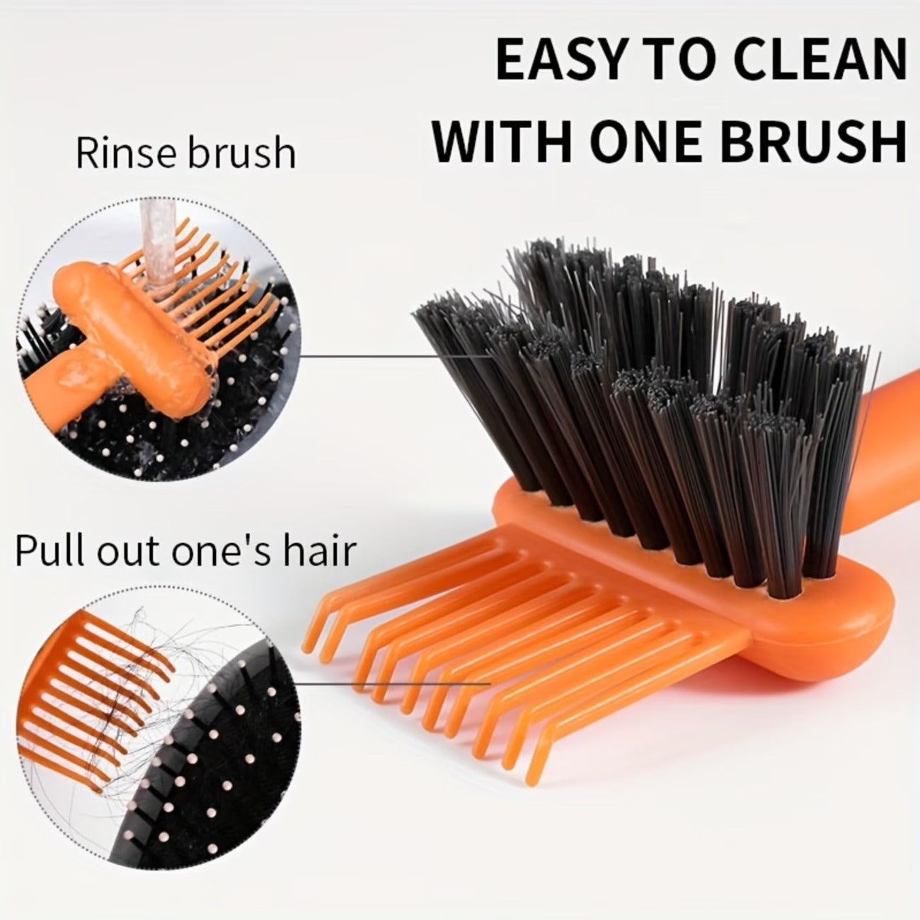 2-in-1 Hairbrush Cleaner, Reusable Hair Brush Cleaning Tool, Hair Removal Brush Comb Cleaner, Bristle Cleaning Tool, Dust & Hair Remover with Ergonomic Handle